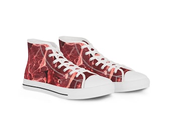 Men's High Top Sneakers, raw meat, flesh sneakers, raw flesh, not vegan, meat, BBQ master sneakers