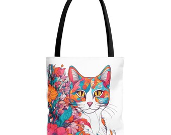 Colorful Cats tote bag. Cats design tote bag. Cats