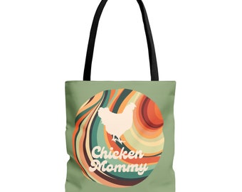 Chicken Mommy Tote Bag. Tote bag with a chicken with retro colors.