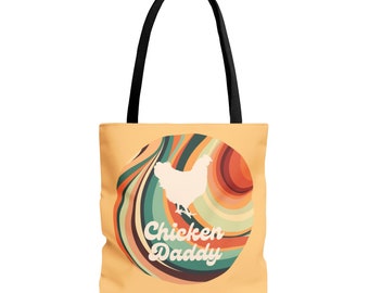 Chicken Daddy Tote Bag. Tote bag with a chicken with retro colors.