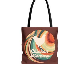 Chicken Mommy Tote Bag. Tote bag with a chicken with retro colors.
