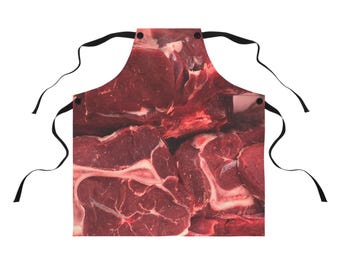 Steak Apron, Unique Gift for Cooking Enthusiasts, Cooking Apron, Meat on Apron. Not vegan.