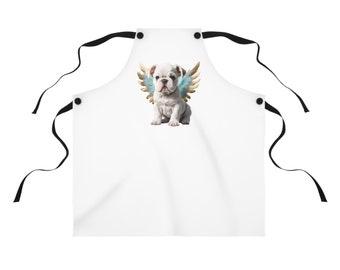 Bulldog puppy cooking apron, gift for a bulldog lover, cooking apron for a dog fan. English Bulldog. Wings