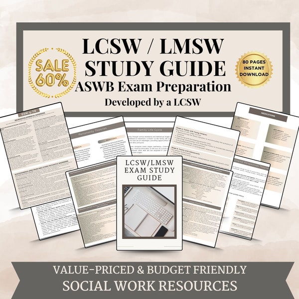 LCSW/LMSW Study Guide, ASWB Exam Tool, Complete lcsw lmsw exam study guide, digital download, social work study guide,social work resources