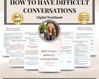 How to have difficult conversations therapy worksheets, conversations skills assertive communication tool, communication workbook planner