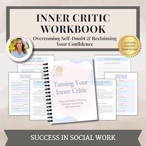 Cahier d'exercices pour thérapeute Apprivoiser votre critique intérieur, réflexions stimulantes, monologues intérieurs négatifs, critique intérieure, outils de thérapie, auto-assistance, amour de soi