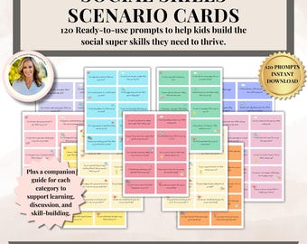 Schede con scenari per lo sviluppo delle abilità sociali per bambini 120 spunti SEL per l'autismo Abilità sociali Schede con scenari e guida di risposta per le abilità sociali PDF stampabile