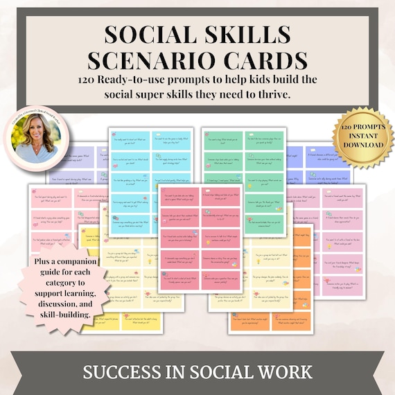 Social Skills Scenario Cards for Kids 120 SEL Prompts for Autism Social Skills Social Skills Scenario Cards & Response Guide Printable PDF