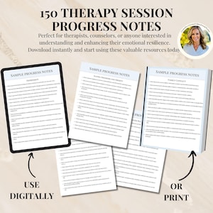 Pu&ograve; includere: Un download digitale di 150 note di progresso delle sessioni di terapia. Le note sono organizzate in tre categorie: depressione, disturbi alimentari e obesit&agrave; e conflitti familiari. Le note sono progettate per essere utilizzate da terapeuti, consulenti o chiunque sia interessato a comprendere e migliorare la propria resilienza emotiva.