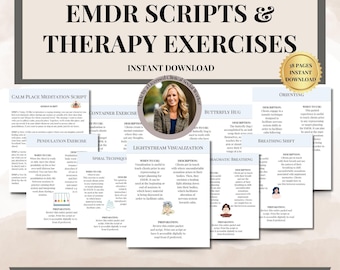EMDR Scripts phase 1-8, Eye Movement Psychotherapy, Eye Movement Desensitization and Reprocessing, EMDR therapy Worksheets,trauma worksheets