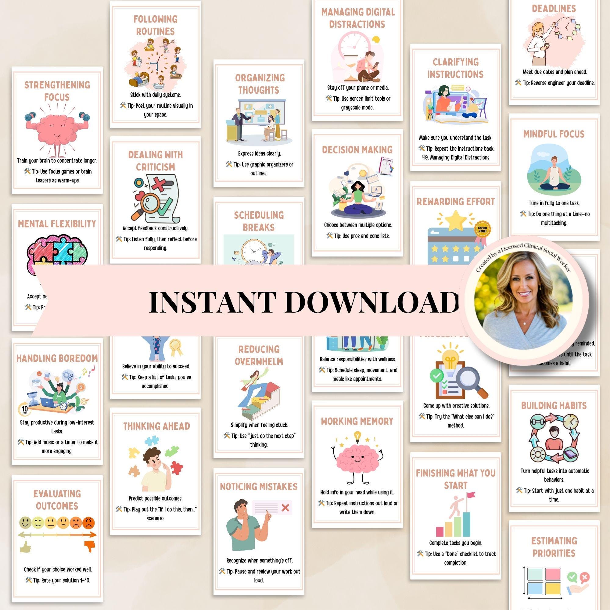 Executive Functioning Flashcards for Kids and Teens With ADHD Tools ...