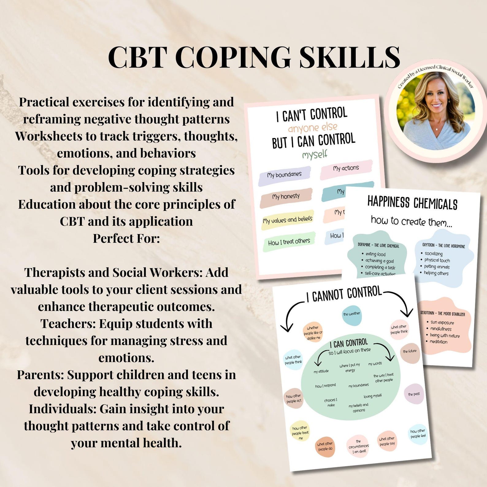 CBT Coping Skills Worksheets for Therapists Psychologist & Counselor ...