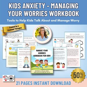 Anxiety Workbook for Kids, Kids Anxiety Coping Skills for Calming Corners Managing Anxiety, School Counseling Anxiety Workbook for Children