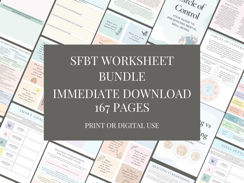 Solution Focused Therapy Mega Bundle, Mental Health,sfbt Worksheets ...