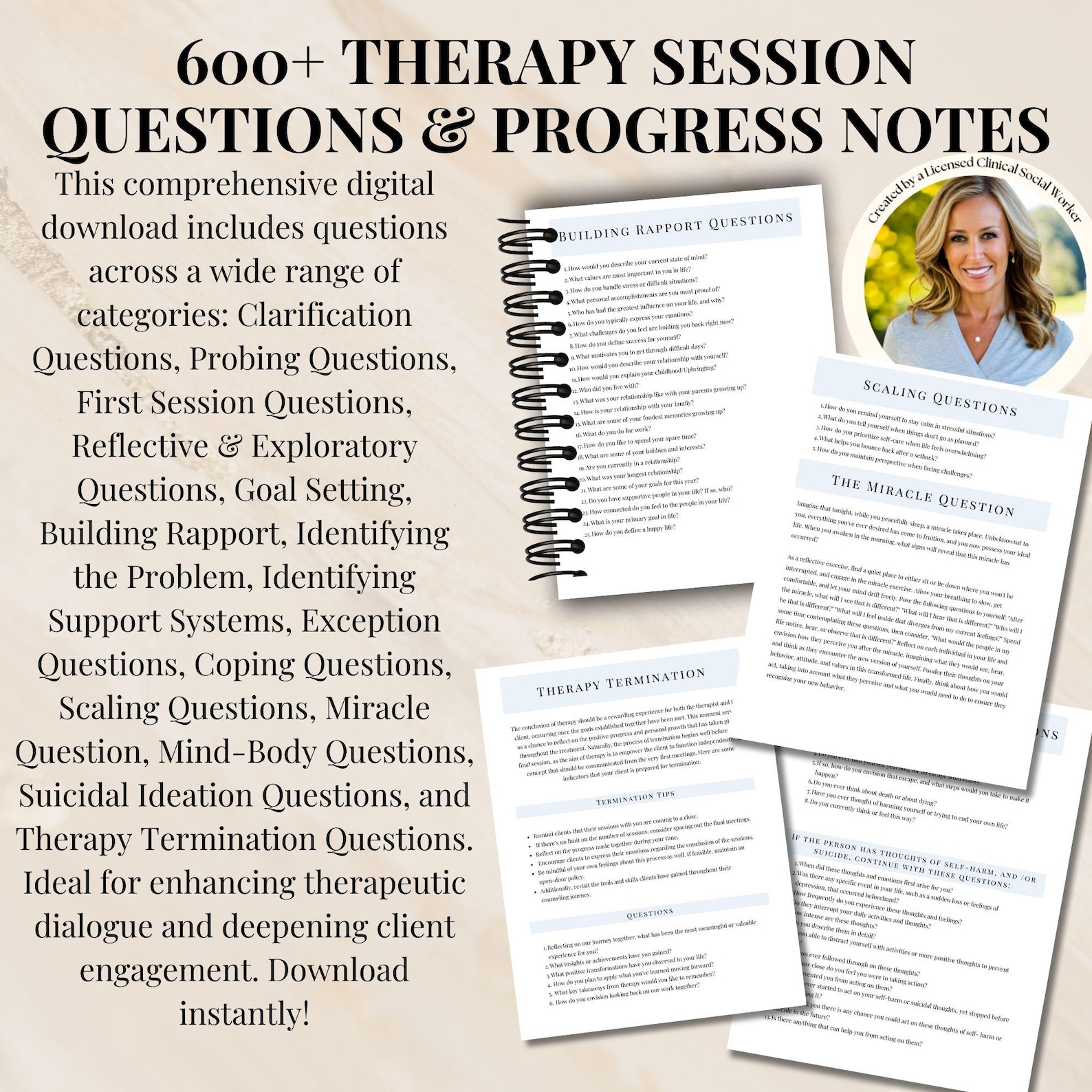 Therapy Progress Note Templates & Therapy Session Questions Therapy ...