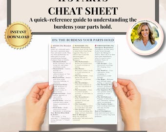 IFS Cheat Sheet IFS The Burdens Your Parts Hold: Internal Family Systems Emotional Regulation Parts Work Therapy Office Worksheet self-help