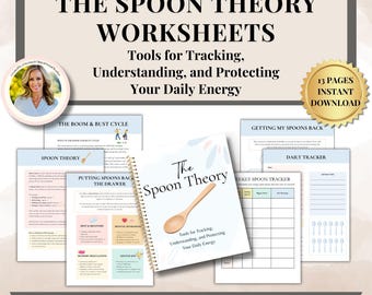 Spoon Theory Worksheets with Boom & Bust Cycle and Daily Spoon Count Spoon Tracker Chronic Illness Spoon Theory (PDF Digital Download)