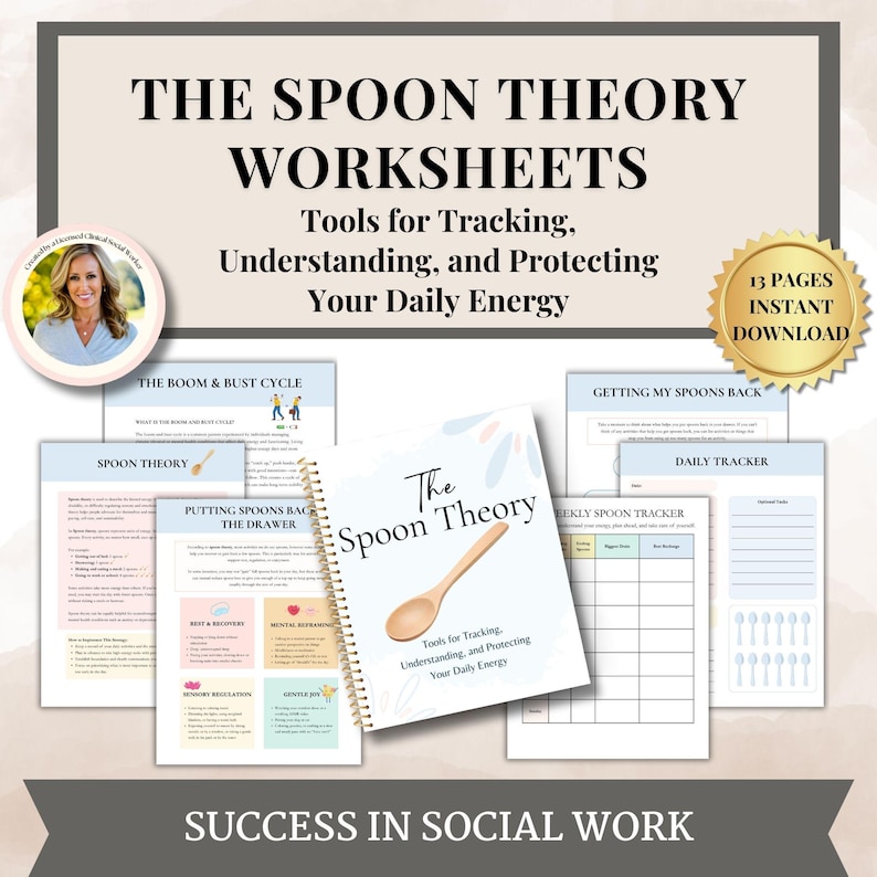 Spoon Theory Worksheets With Boom & Bust Cycle and Daily Spoon Count ...