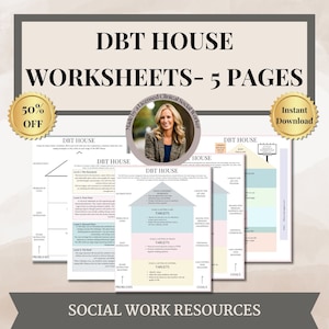 DBT house, Anxiety House Worksheet, DBT skills, Dialectical Behavior Therapy, emotional regulation, cbt, therapy worksheets, DBT Workbook