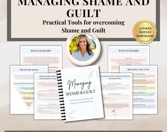 Managing Shame & Guilt Therapy Workbook Self-Care Journal,Therapy Worksheets,Affirmation for Self-Worth,Therapist Resource,Self-Therapy Tool