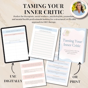 Puede incluir: Un cuaderno de trabajo digital con el t&iacute;tulo "Taming Your Inner Critic: A Practical Guide to Silencing Self-Doubt and Building Self-Compassion". El cuaderno incluye hojas de trabajo para identificar y gestionar los pensamientos negativos. El cuaderno se puede utilizar digitalmente o imprimir.
