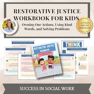 Restorative Justice Conflict Resolution Workbook for Kids conversation prompts & classroom management for teachers counselors social workers
