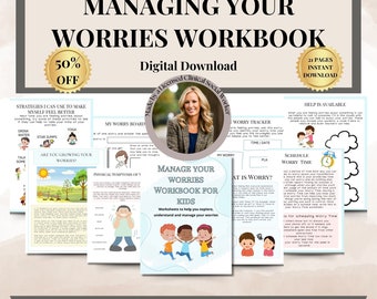 Worry anxiety workbook for kids, CBT worksheets, therapy office decor, school counseling resources, counseling games, coping skills, DBT