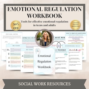Emotional Regulation Toolkit for teens and adults, Mindfulness, self-care, anxiety relief, self-regulation, therapy worksheets, PTSD,DBT,CBT