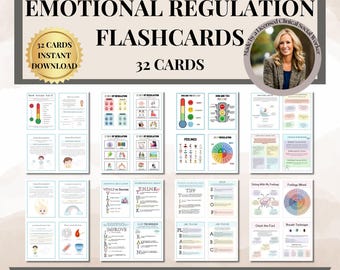 Emotional Regulation self-regulation flashcards, calming corner tools, school counselor resources, emotion flashcards, calm down corner