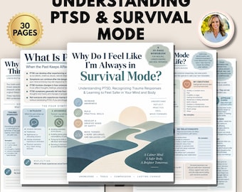 PTSD Workbook for Adults, Trauma Recovery Worksheets, Survival Mode, Nervous System Regulation, PTSD Coping Skills, Therapist PDF