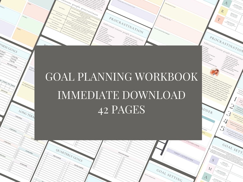 Goal Planner Bundle, SMART Goal Setting Kit,monthly Habits Reflections ...