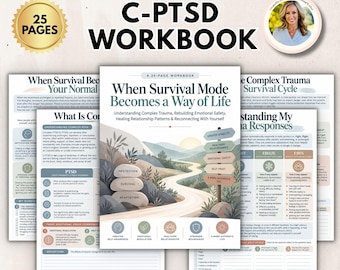 C-PTSD Trauma Workbook Complex PTSD Printable Trauma Healing Journal Nervous System Emotional Regulation Grounding Worksheets Teens & Adults