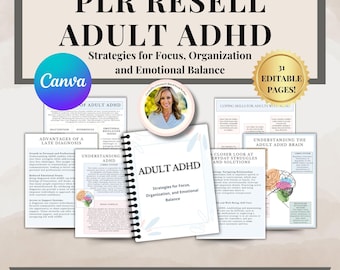 PLR Adhd Resell Bearbeitbare Canva Vorlage Neurodivergenter Planer Aufmerksamkeits-Defizit-Planer Digitaler Planer Bundle Plr Produktivitätsplaner