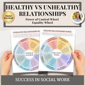 Healthy vs Unhealthy Relationships Wheel PDF for therapists Power and Control Wheel Equality Wheel Instant Digital Download Therapy Handouts