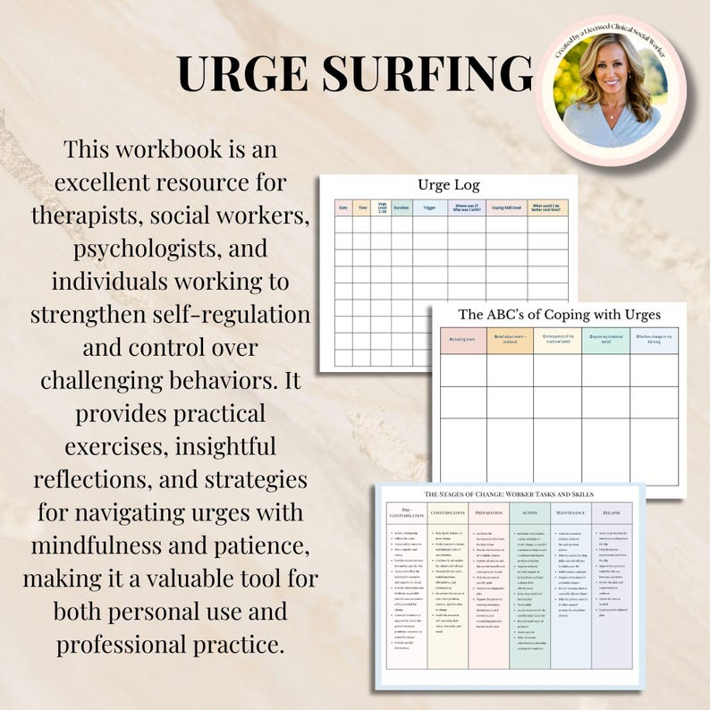Urge Surfing Worksheets, Addiction, Sobriety, Therapy Worksheets, Trauma, Manage Your Urges