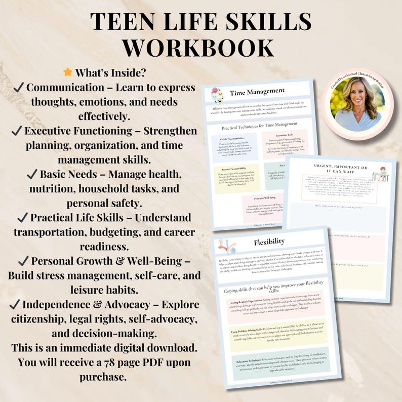 Teen Life Skills Workbook, Therapy Worksheets, Executive Functioning ...