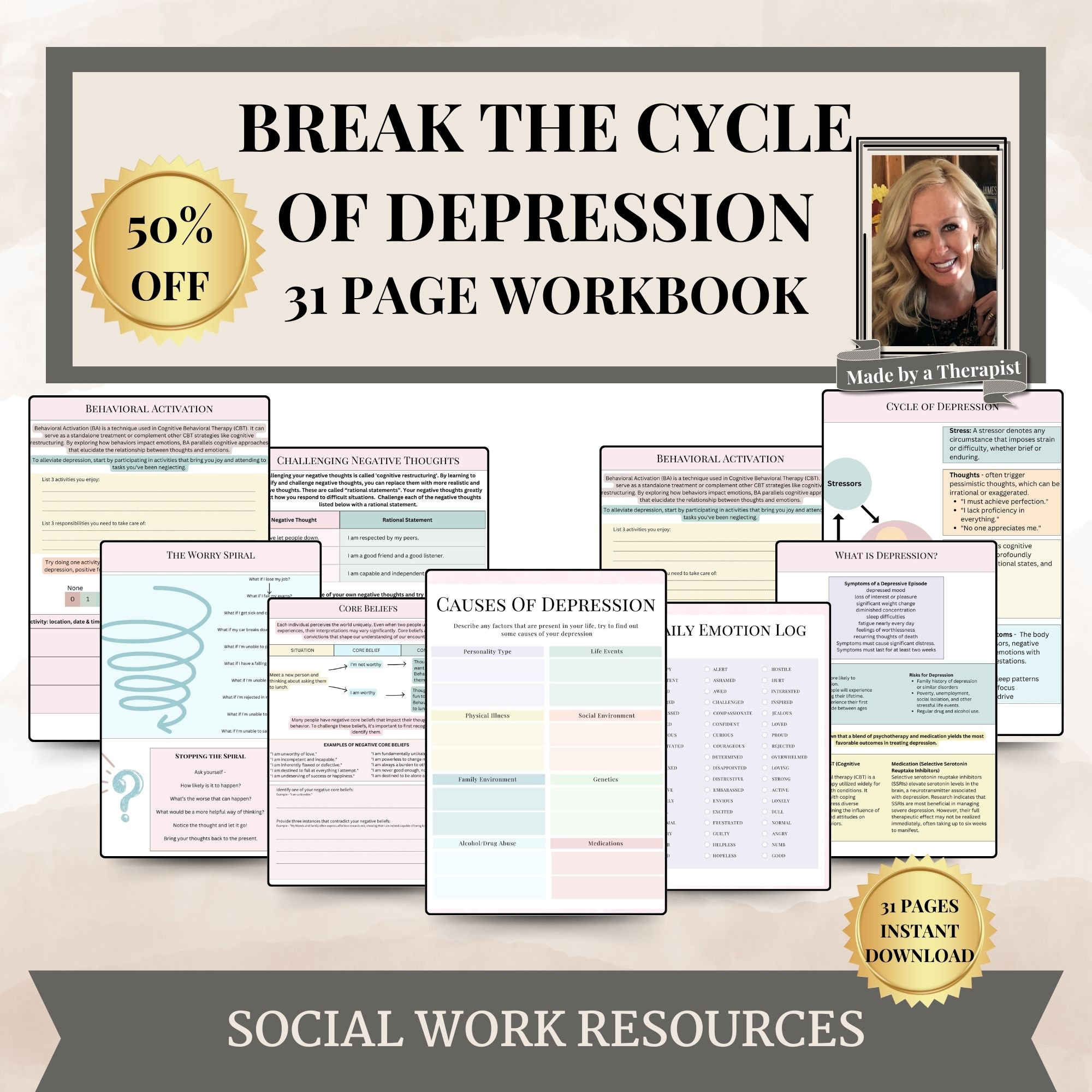 Depression Worksheets, Therapy Worksheets, Therapist Tools, Anxiety