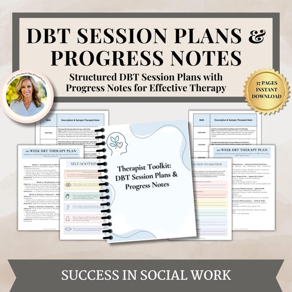 DBT Therapist Toolkit Session Plans & Progress Notes for Therapy Sessions, dbt skills, dbt workbook, therapy worksheet, counseling resources