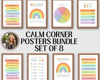 Set of 8 Counseling Posters Office Decor School Psychologist Wall Art Instant Download Therapy Prints Bundle Mental Health Therapy Office