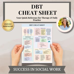 DBT Cheat Sheet, Therapy Worksheet, DBT Skills, mental health printable, therapy resources, social work resources,Borderline, bpd treatment