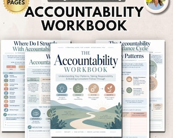 Accountability Workbook for Adults, CBT Therapy Worksheets, Personal Responsibility, Self Reflection, Behavior Change, Follow Through PDF