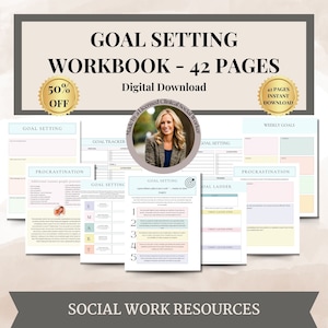 Bundel met doelenplanner, kit voor het stellen van doelen, maandelijkse gewoontes, reflecties, productiviteit, doelentracker voor 2024, werkbladen voor het stellen van doelen, Vision Board