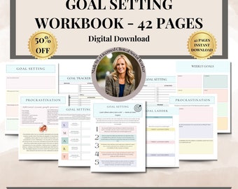 Goal Planner Bundle, SMART Goal Setting Kit,Monthly Habits Reflections, Productivity,2024 Goals Tracker,Goal Setting Worksheets,Vision Board