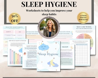 Sleep hygiene worksheets, sleep journal, therapy office decor, self care, acceptance and commitment therapy, CBT, sleep habits, sleep cycle