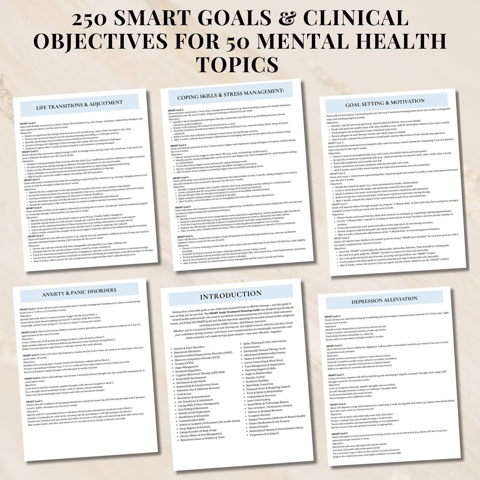 SMART Goals & Objectives for Therapists, 250+ Treatment Planning Goals ...