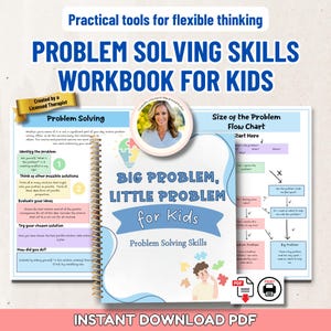 Kids Problem Solving Workbook, Coping Skills SEL Worksheets, Life Skills Activities, ADHD Executive Function Skills, Child Therapy PDFs