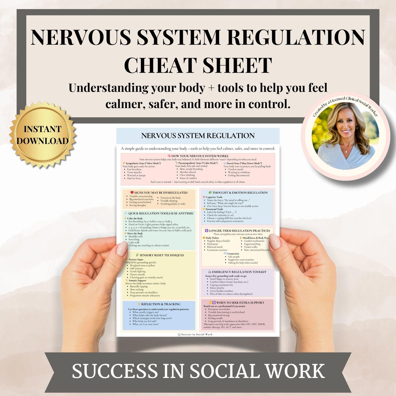 Nervous System Regulation Cheat Sheet: Somatic Therapy & Vagus Nerve ...