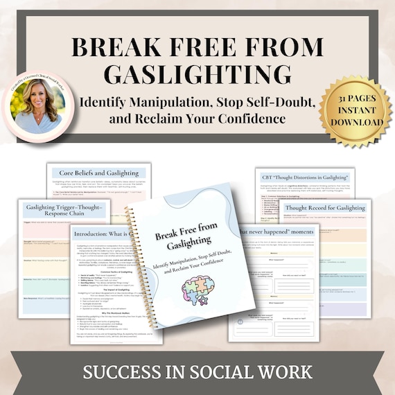 Gaslighting Recovery Workbook | CBT Worksheets for Healing, Self-Trust, Boundaries, Emotional Abuse, Therapy Tools, Mental Health PDF