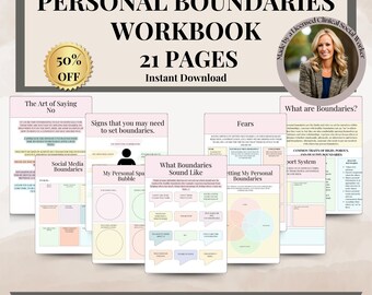 Cahier d'exercices sur les limites, feuilles d'exercices sur les limites personnelles, auto-assistance journal sur l'amour-propre, feuilles d'exercices sur la thérapie pour l'établissement de limites saines, DBT, CBT