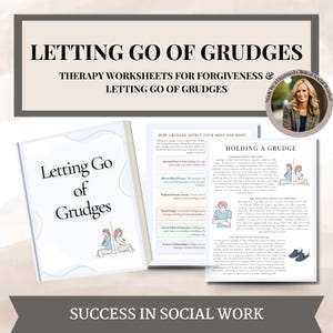 Forgiveness and Letting Go of Grudges Therapy Worksheets for therapists school counselors, therapy workbook, therapy resources,mental health